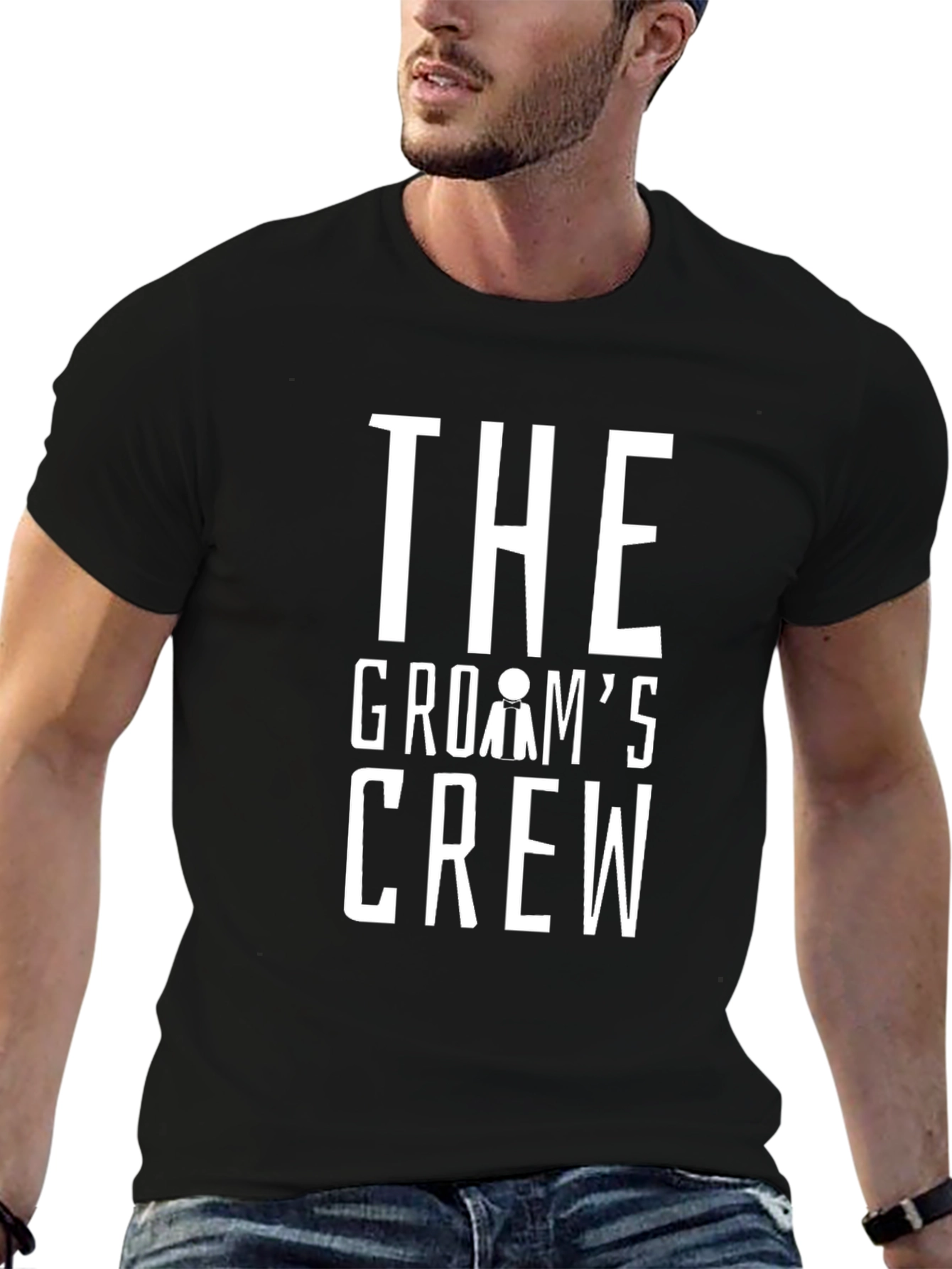 Grooms Crew T-Shirt - Black Wedding Party Tee