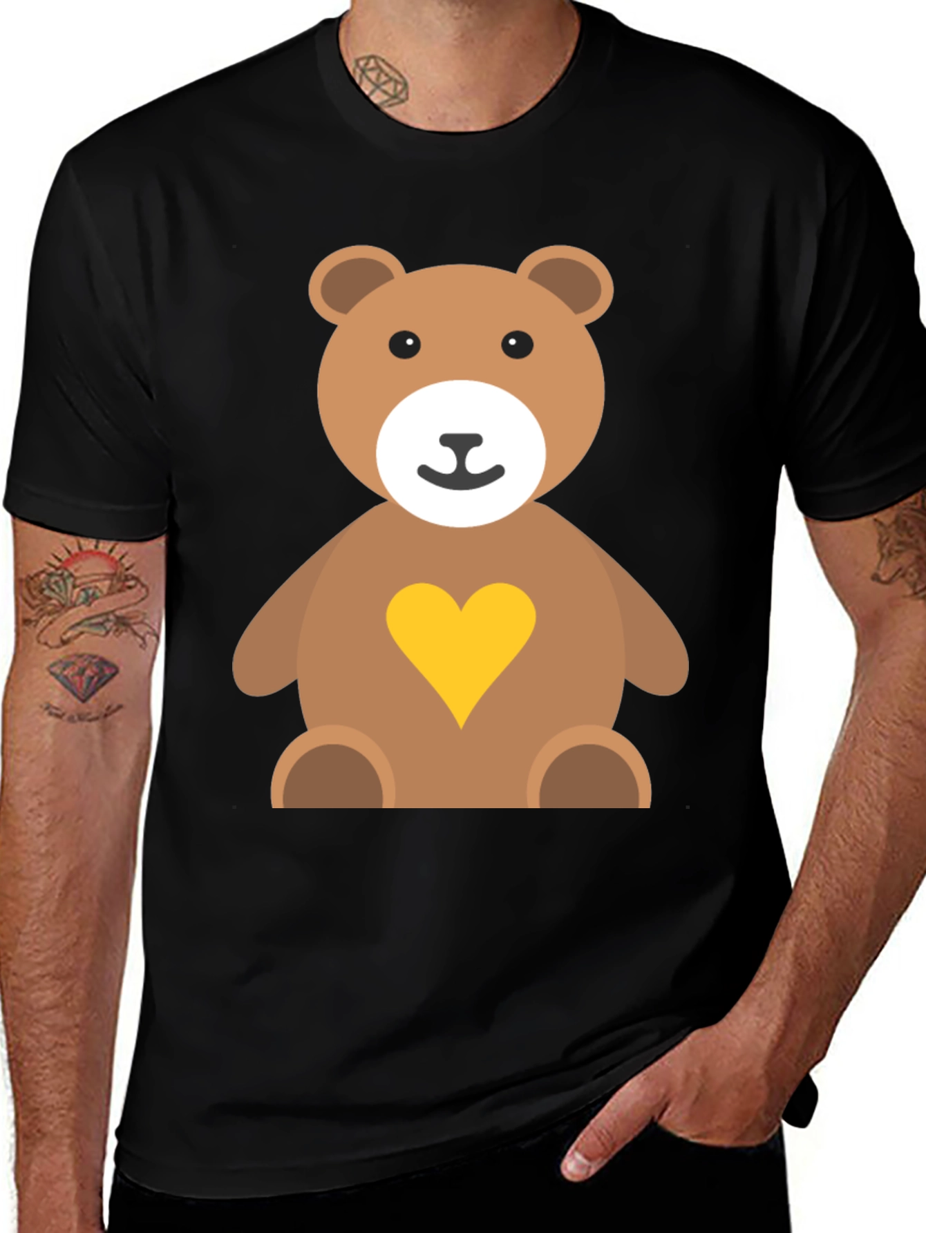 Cute Teddy Bear Heart Graphic Tee - Soft Cotton Blend Shirt
