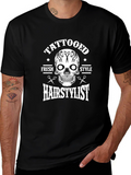Tattooed Hairstylist Skull Graphic T-Shirt