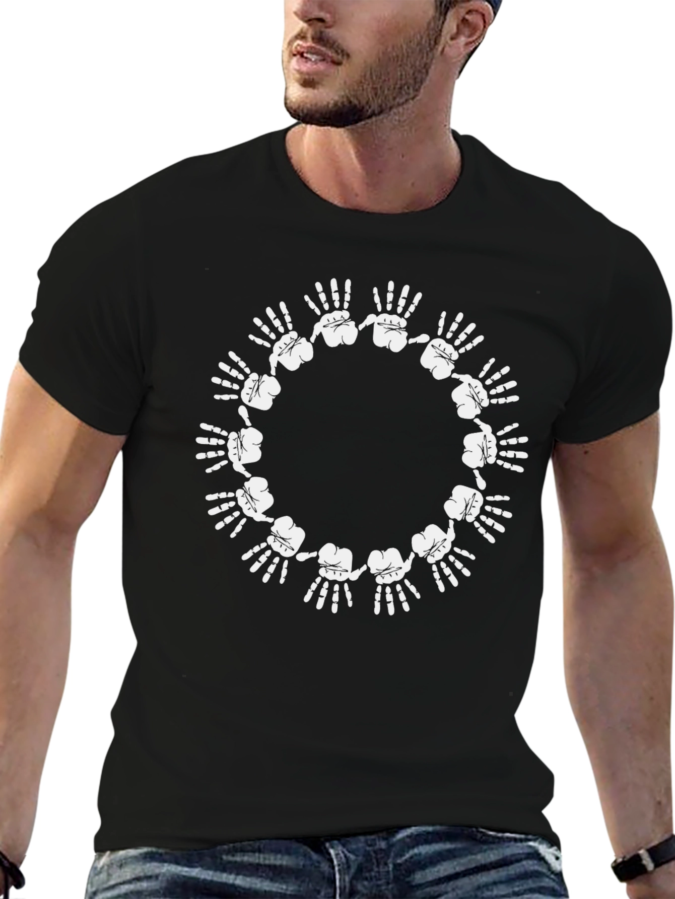Hand Circle Graphic Black T-Shirt