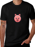 Cute Pig Face Black T-Shirt