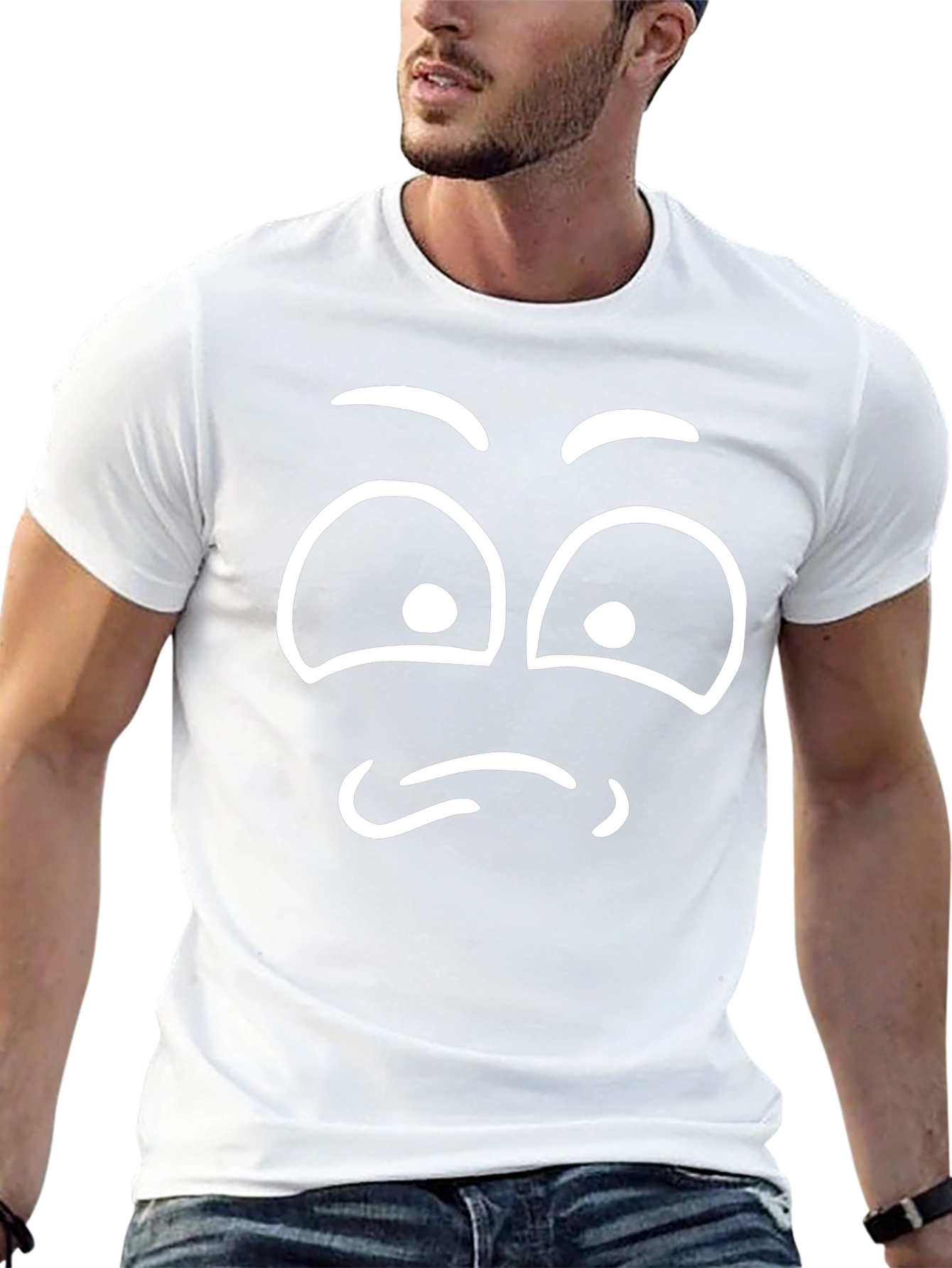 Funny Cartoon Face Black T-Shirt