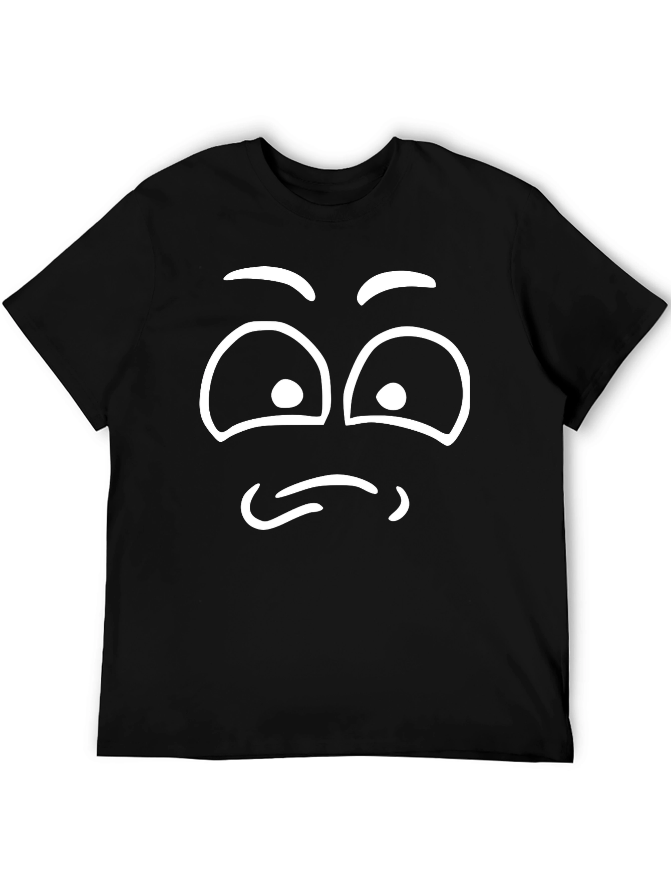 Funny Cartoon Face Black T-Shirt