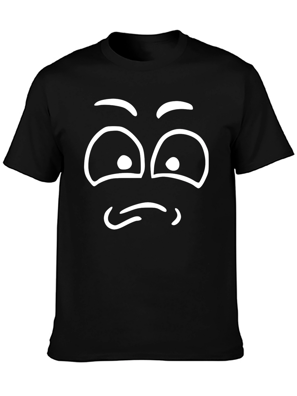 Funny Cartoon Face Black T-Shirt