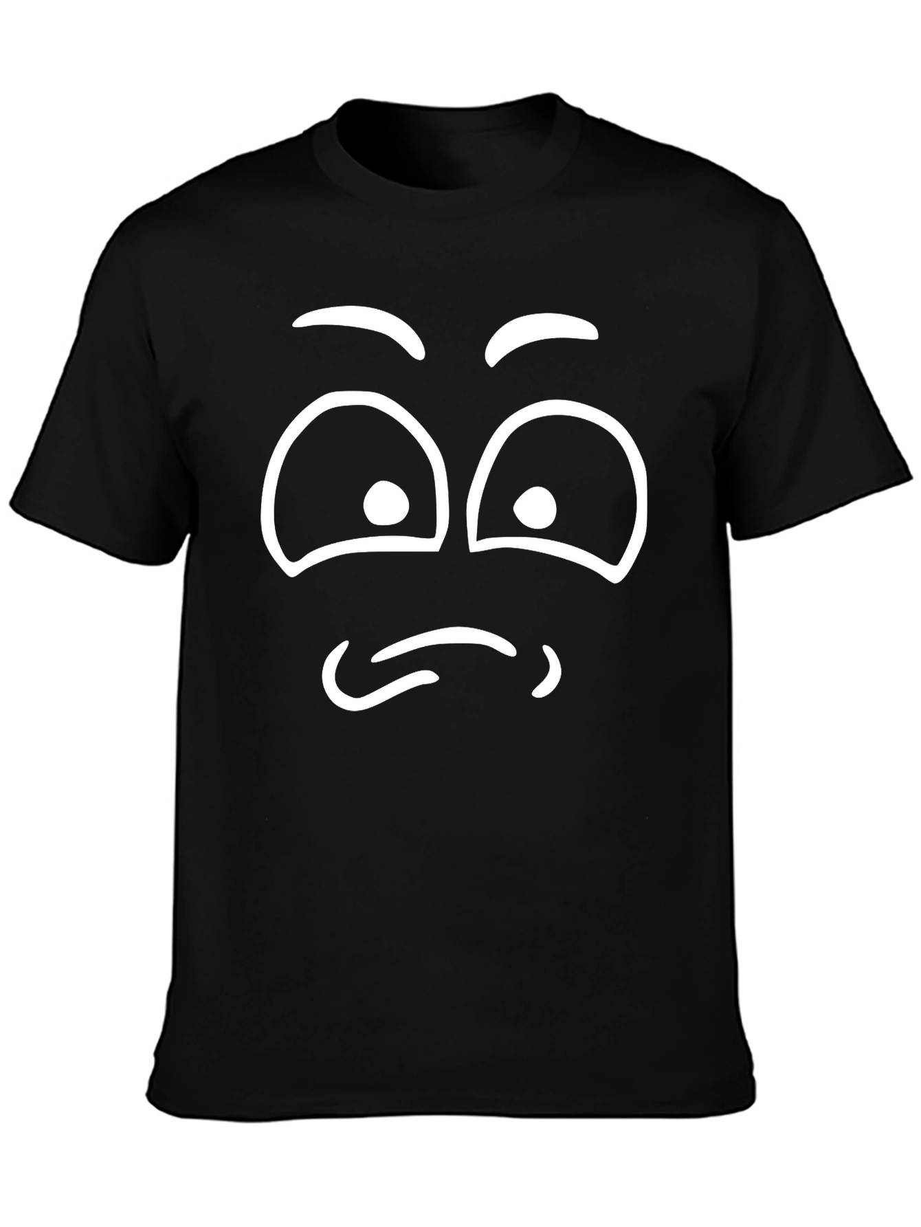 Funny Cartoon Face Black T-Shirt