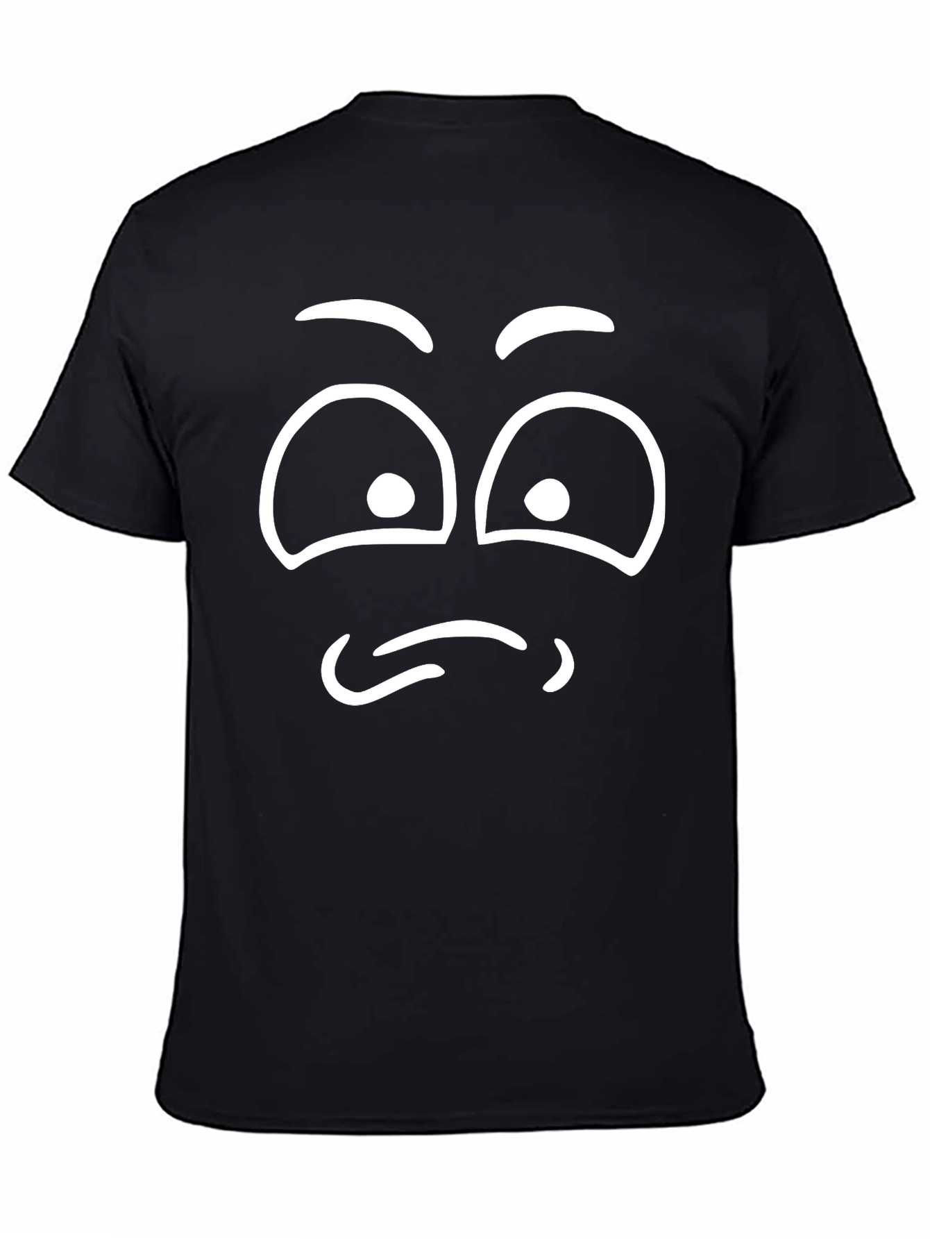 Funny Cartoon Face Black T-Shirt
