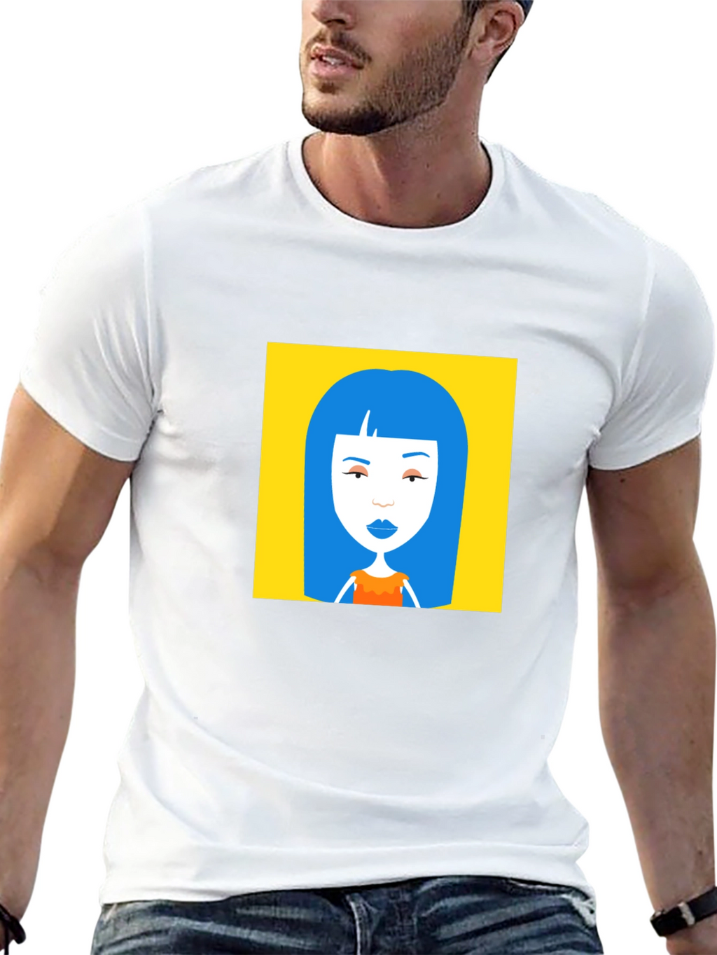 Graphic Tee - Blue Hair Cartoon Art