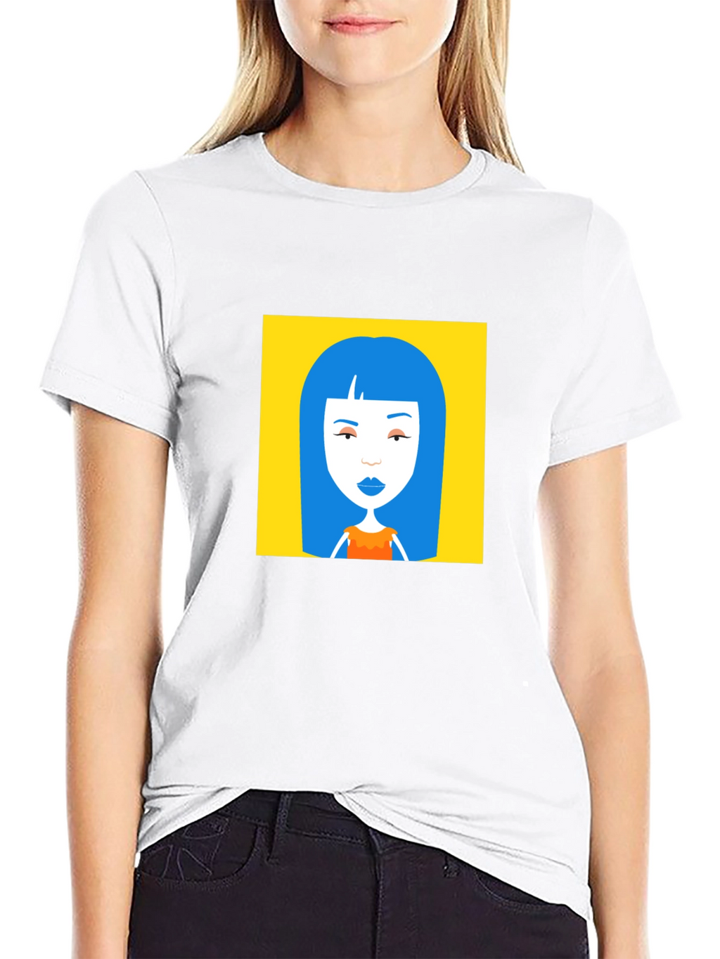 Graphic Tee - Blue Hair Cartoon Art