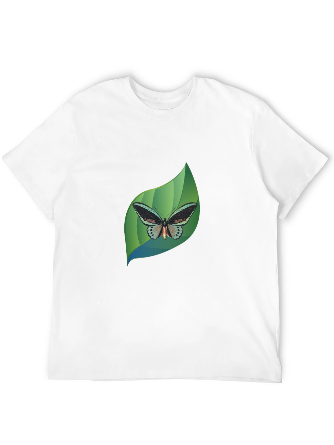 Butterfly Leaf Graphic Black T-Shirt