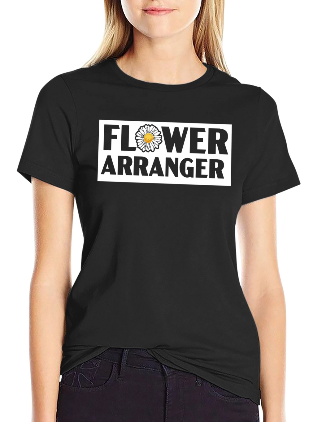 Flower Arranger Graphic Tee - Black Cotton Shirt