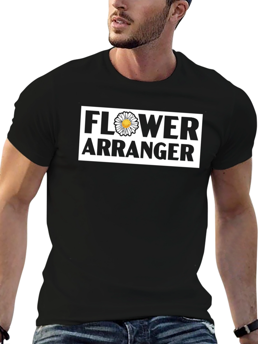 Flower Arranger Graphic Tee - Black Cotton Shirt