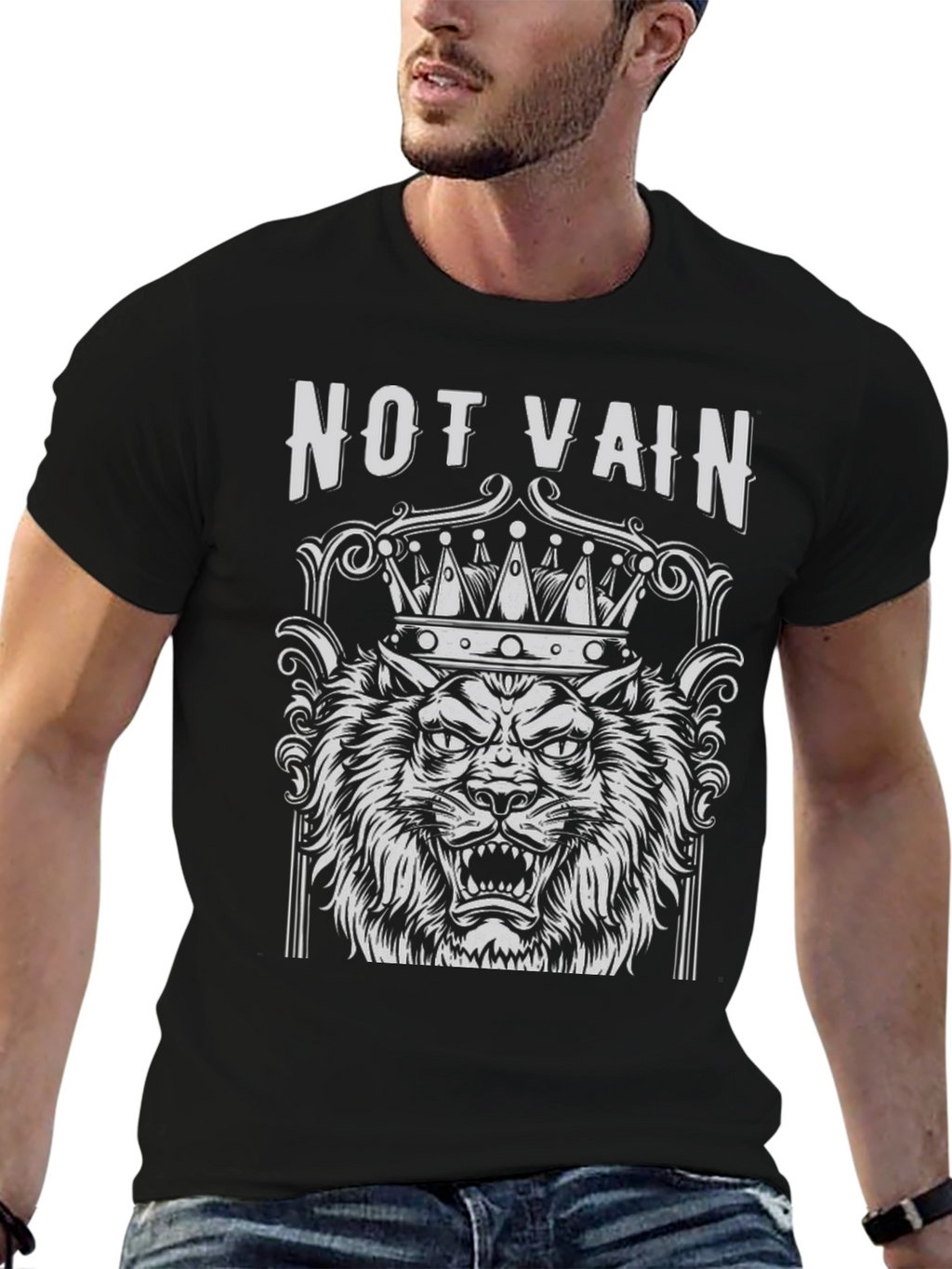 Not Vain Lion Crown Graphic T-Shirt