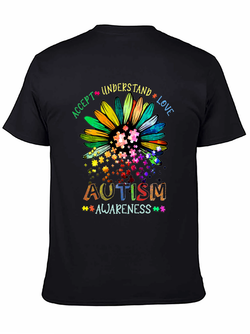 Autism Awareness Sunflower T-Shirt - Accept Understand Love