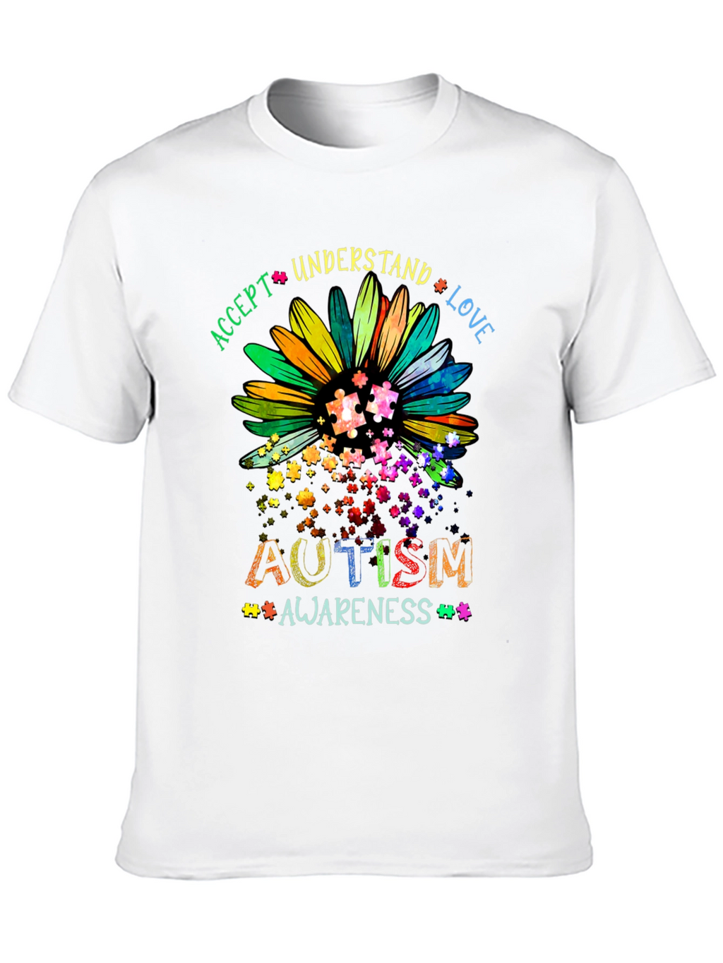 Autism Awareness Sunflower T-Shirt - Accept Understand Love