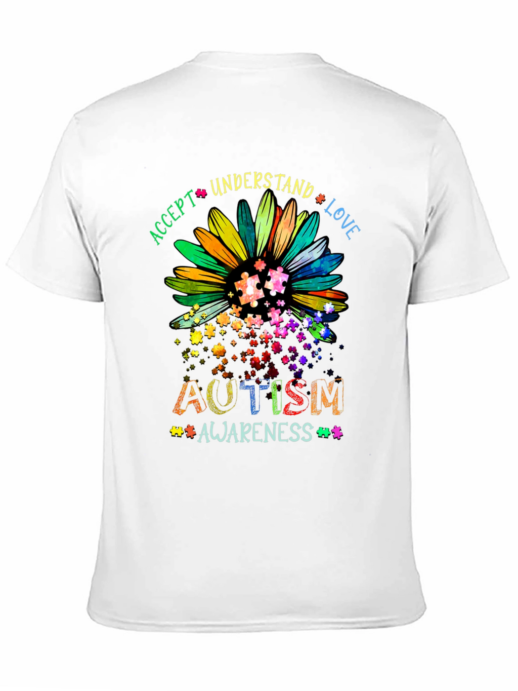 Autism Awareness Sunflower T-Shirt - Accept Understand Love
