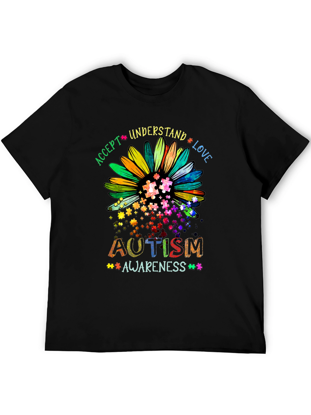 Autism Awareness Sunflower T-Shirt - Accept Understand Love