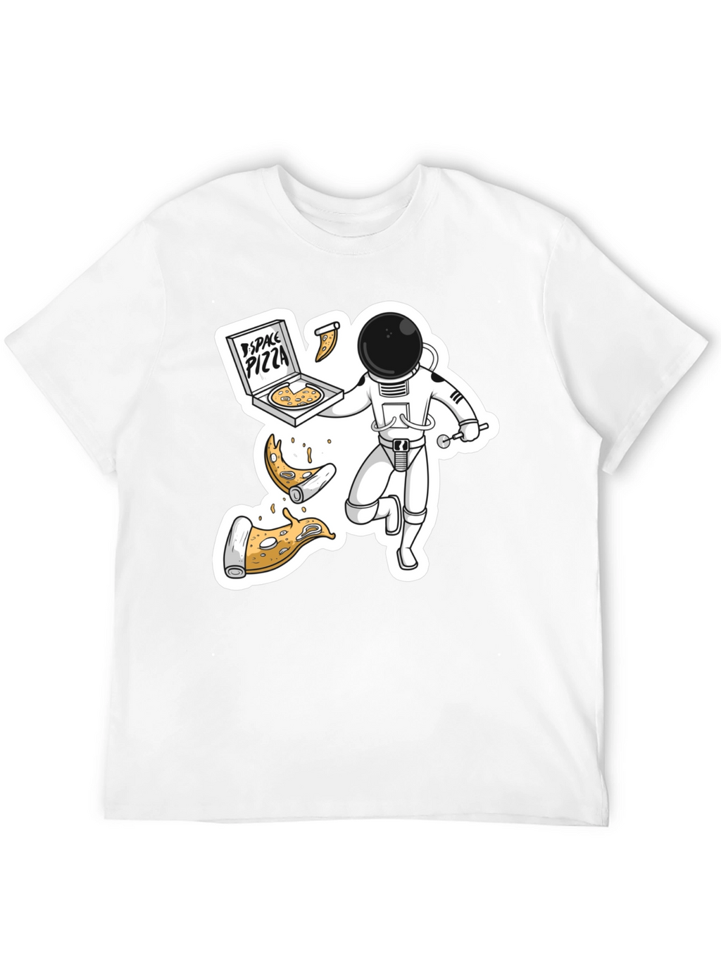 Space Pizza Black T-Shirt - Astronaut Delivery!