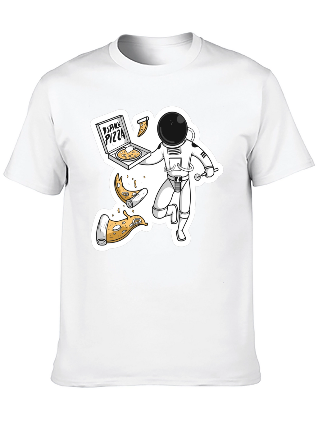 Space Pizza Black T-Shirt - Astronaut Delivery!