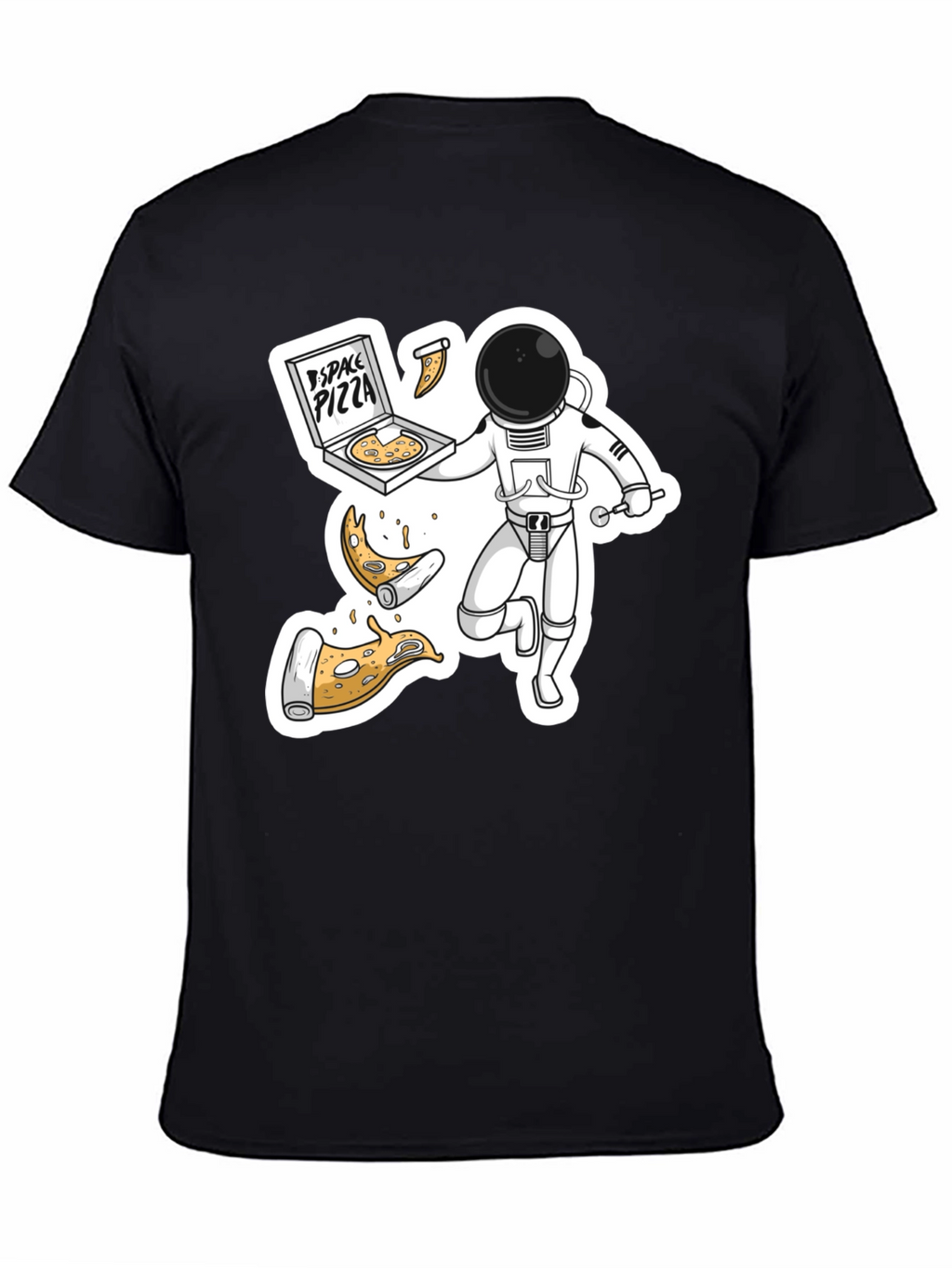 Space Pizza Black T-Shirt - Astronaut Delivery!