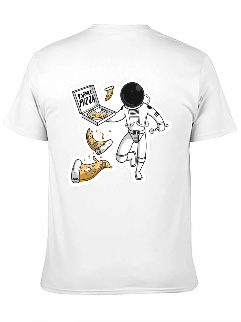 Space Pizza Black T-Shirt - Astronaut Delivery!