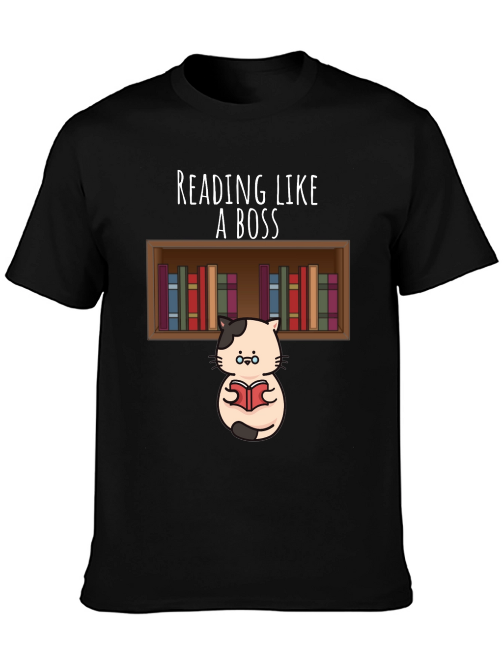 Reading Like A Boss T-Shirt - Cat With Books