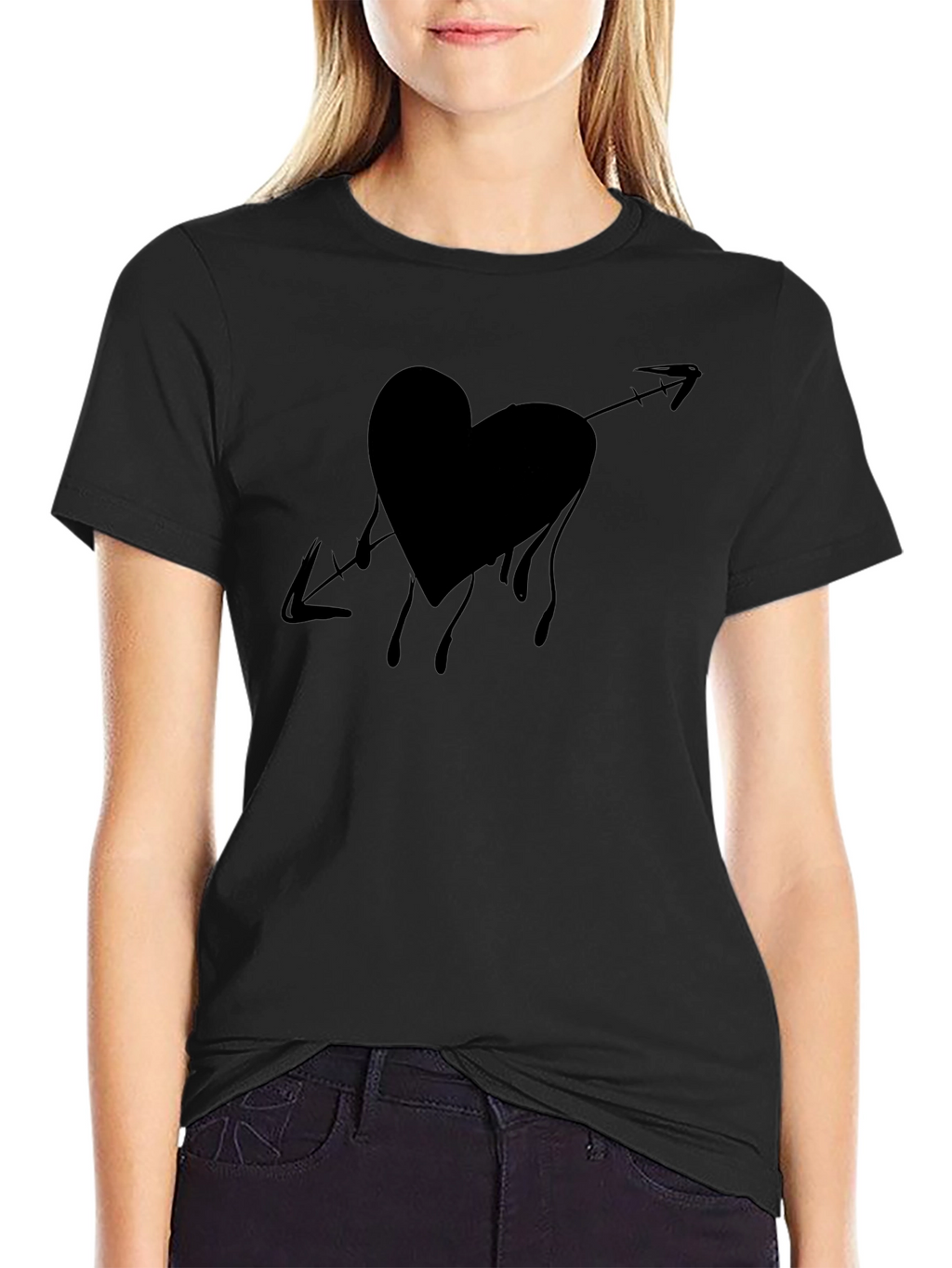 Heart Arrow Graphic Tee - Black