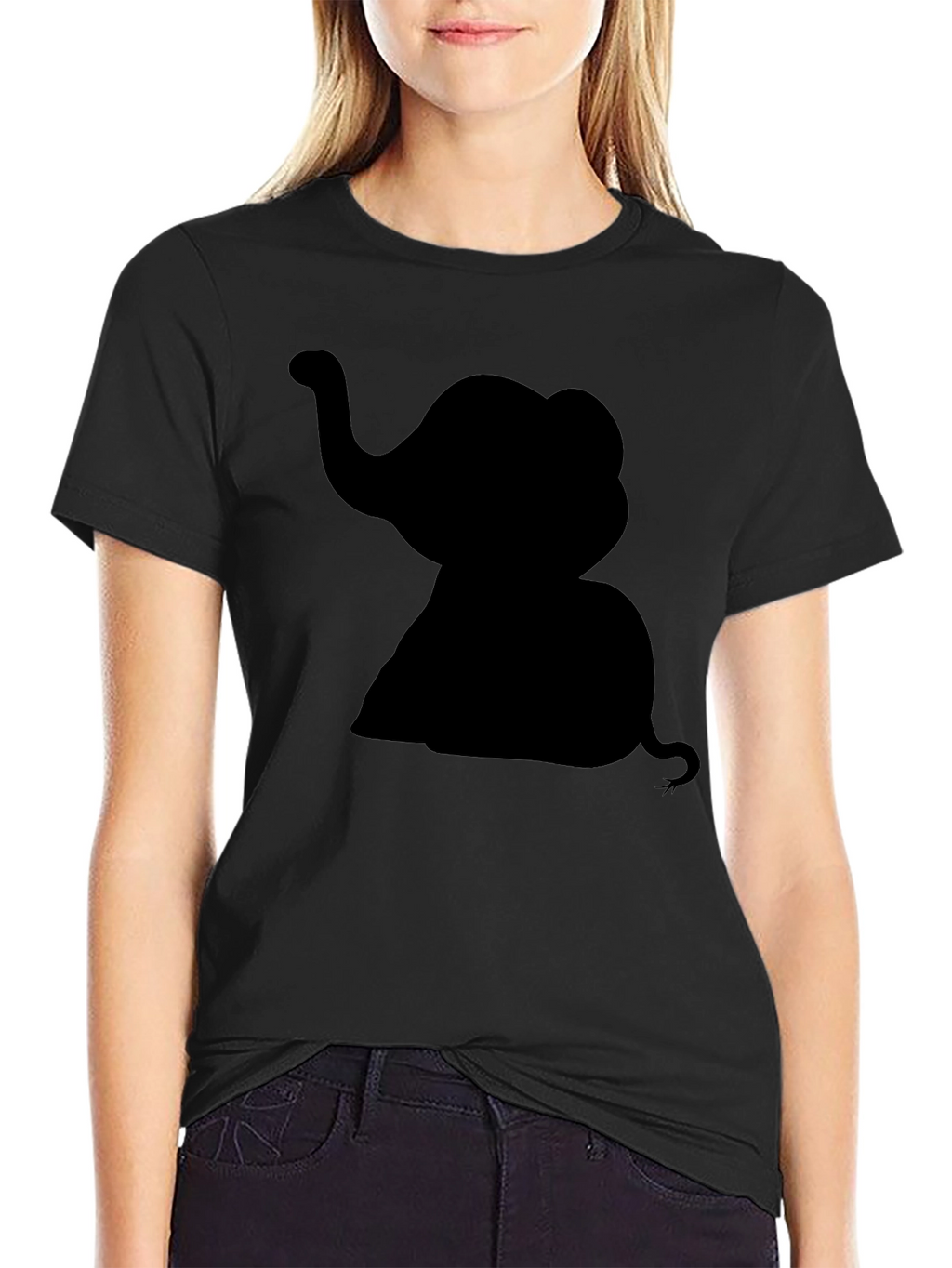 Elephant Silhouette Black T-Shirt - Classic Cotton Tee