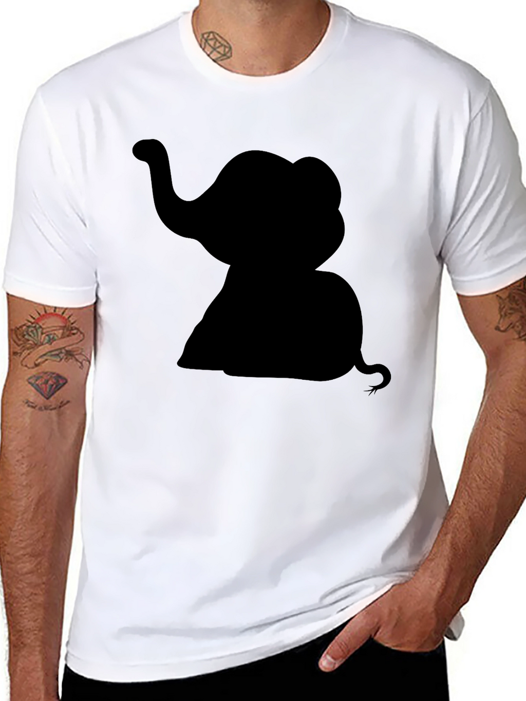 Elephant Silhouette Black T-Shirt - Classic Cotton Tee