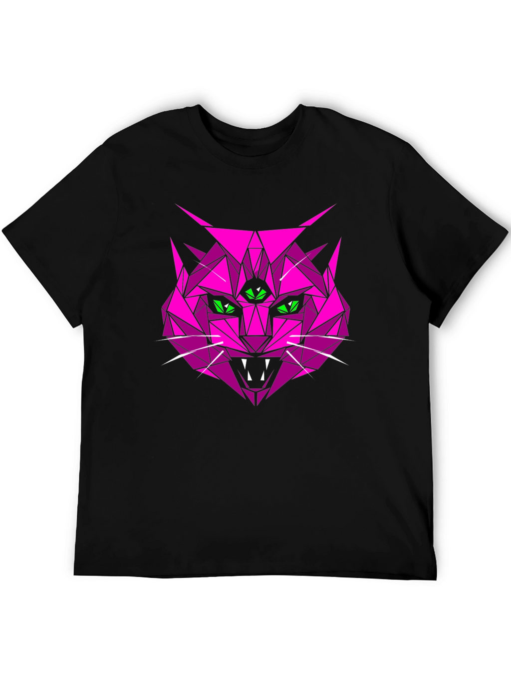 Geometric Pink Cat Graphic T-Shirt