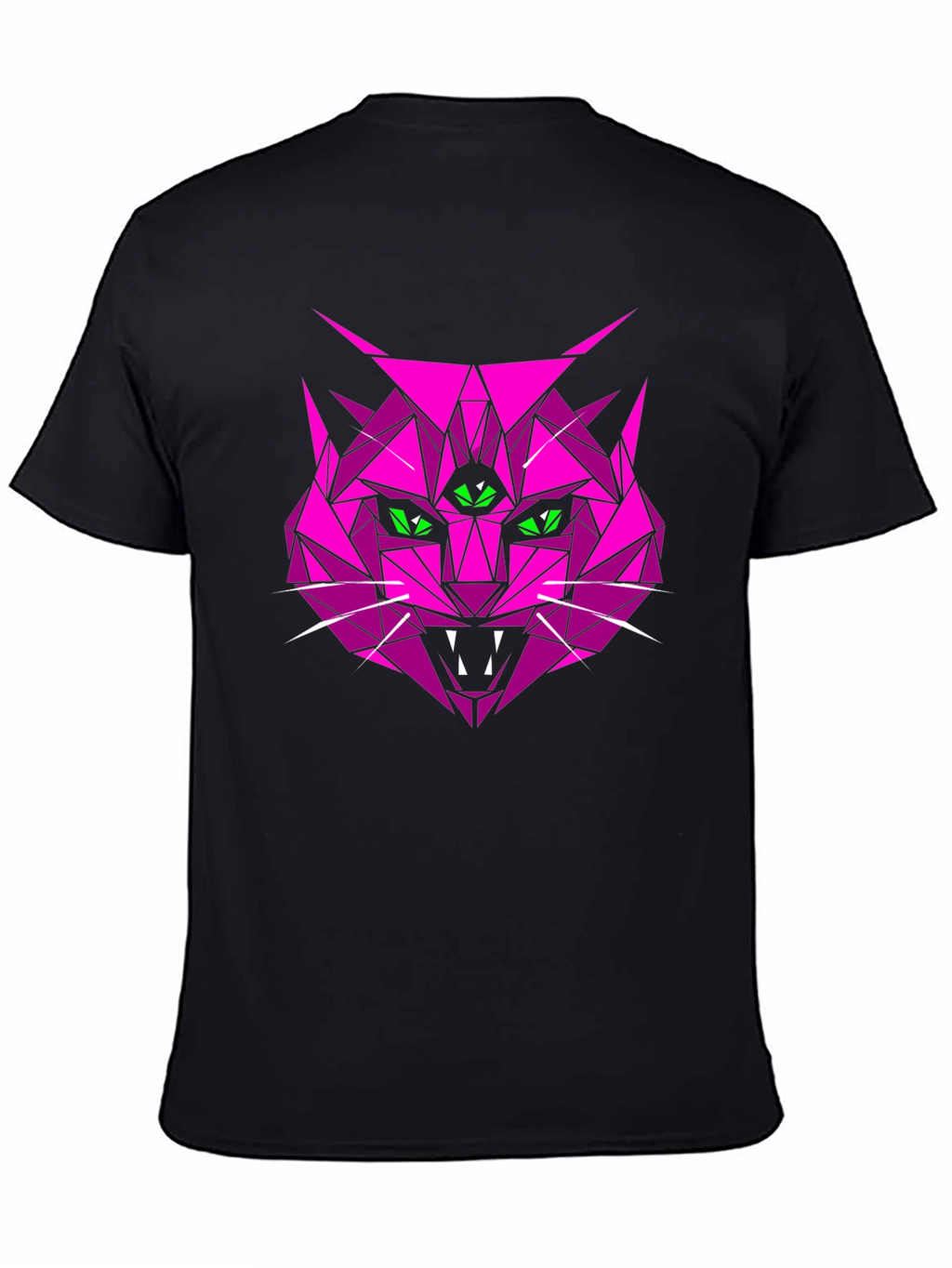 Geometric Pink Cat Graphic T-Shirt