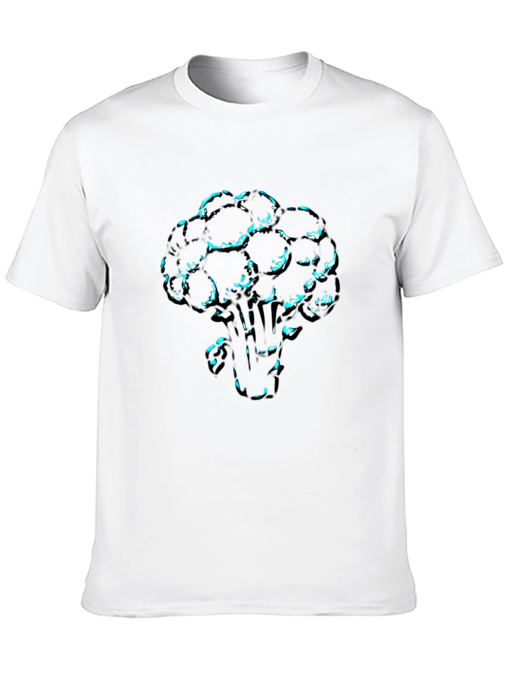 Mens Black T-Shirt with Broccoli Print