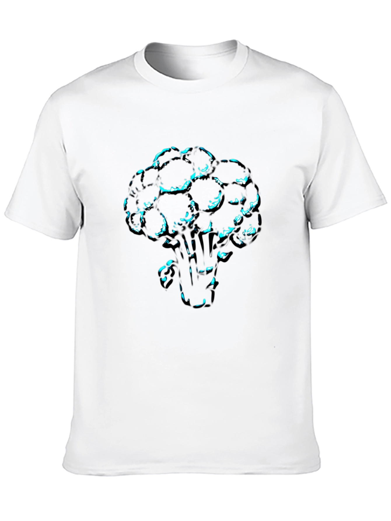 Mens Black T-Shirt with Broccoli Print