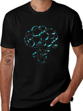 Mens Black T-Shirt with Broccoli Print