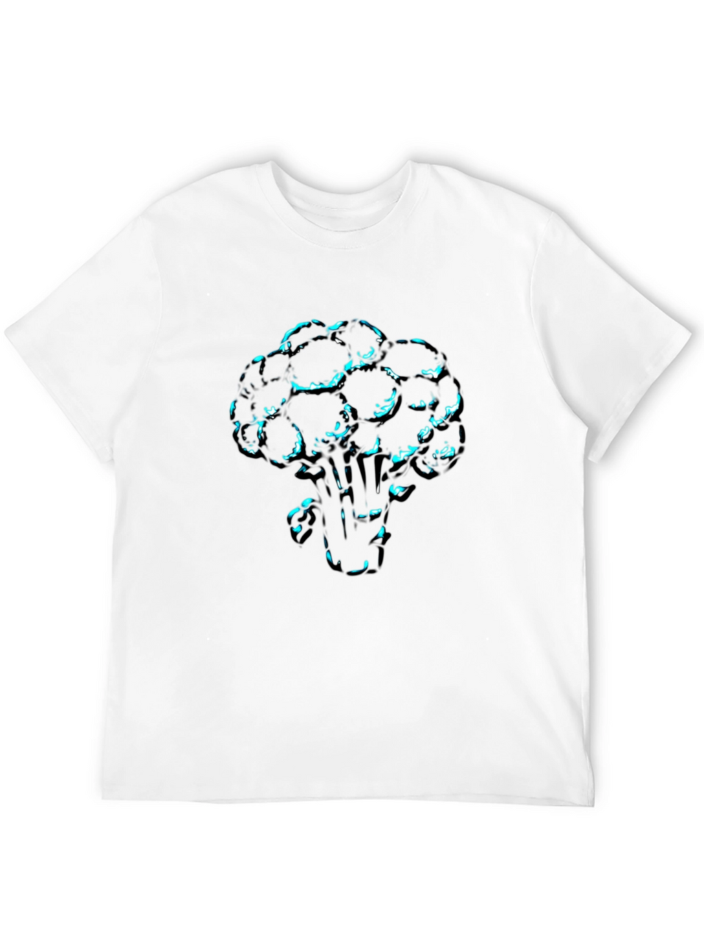 Mens Black T-Shirt with Broccoli Print