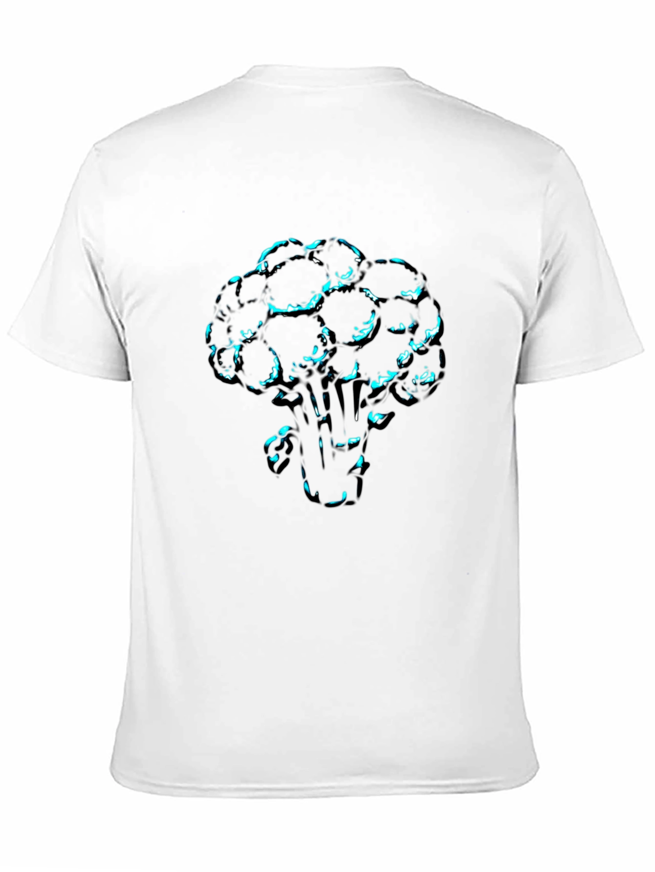 Mens Black T-Shirt with Broccoli Print