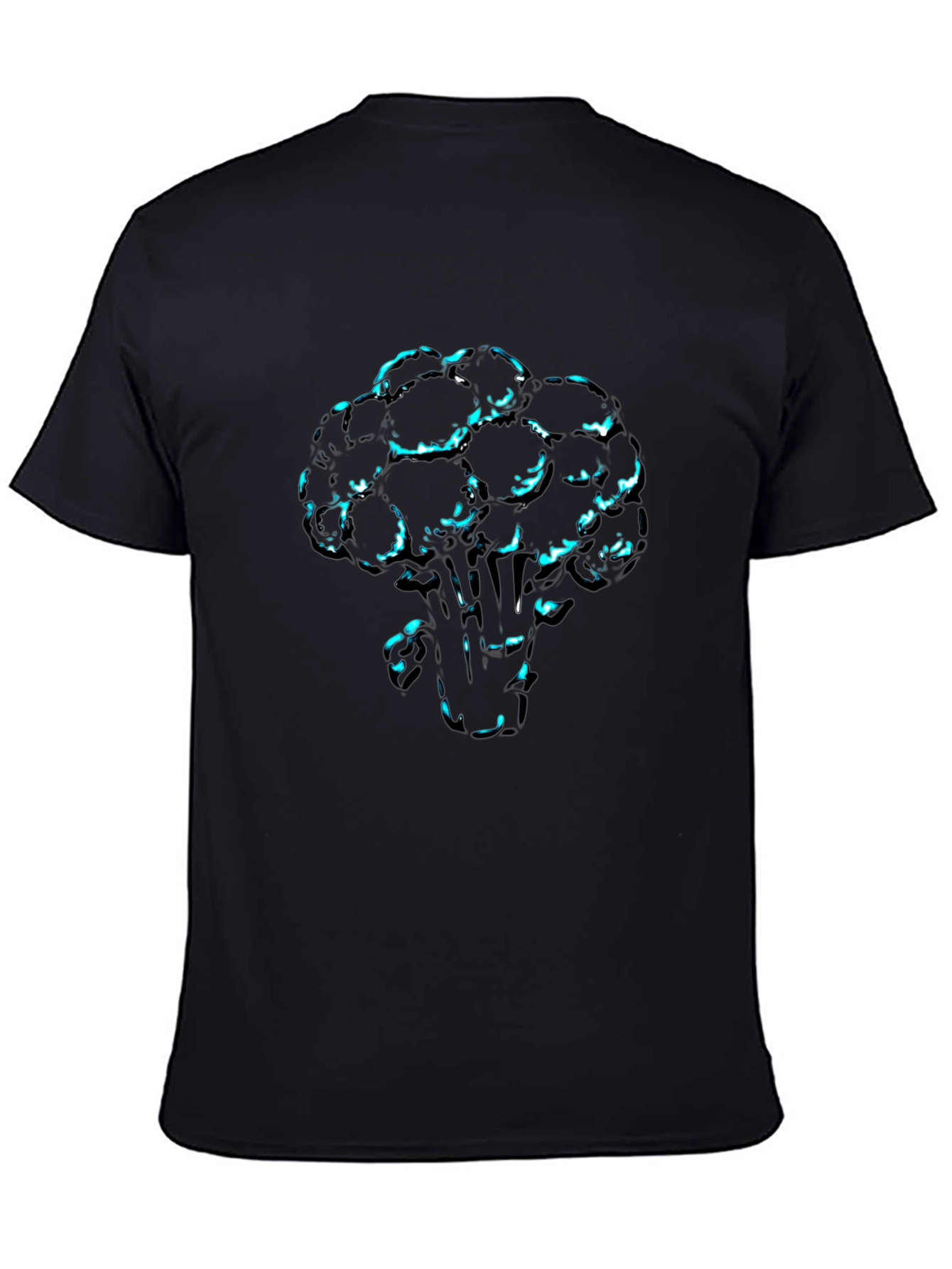 Mens Black T-Shirt with Broccoli Print