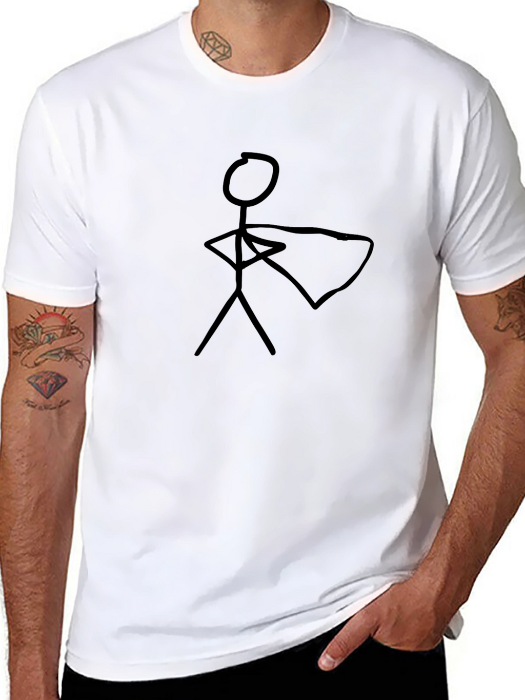 Superhero Stick Figure Black T-Shirt