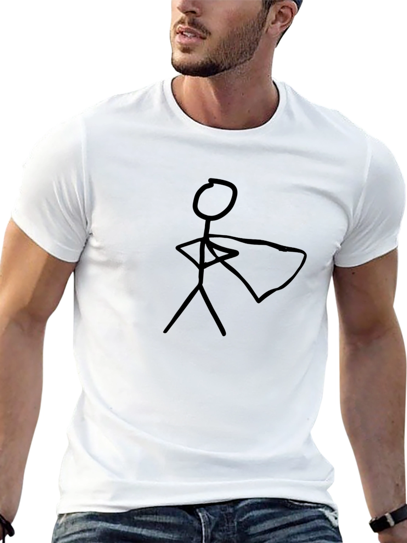 Superhero Stick Figure Black T-Shirt