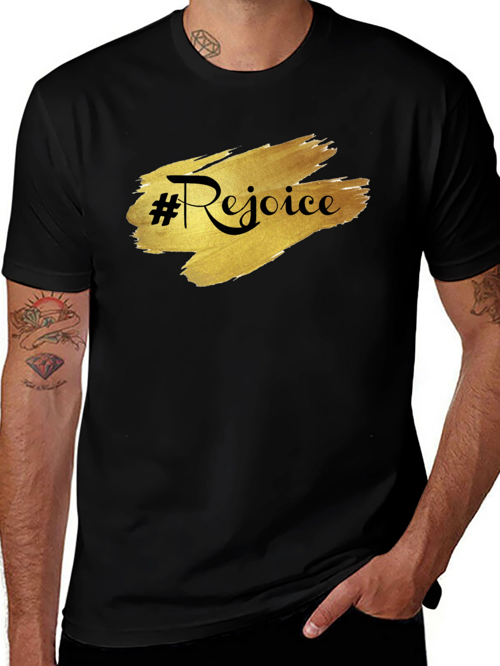 Rejoice Black Tee - Stylish & Comfortable