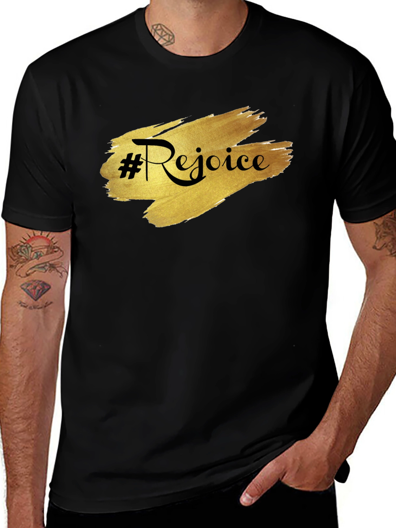 Rejoice Black Tee - Stylish & Comfortable