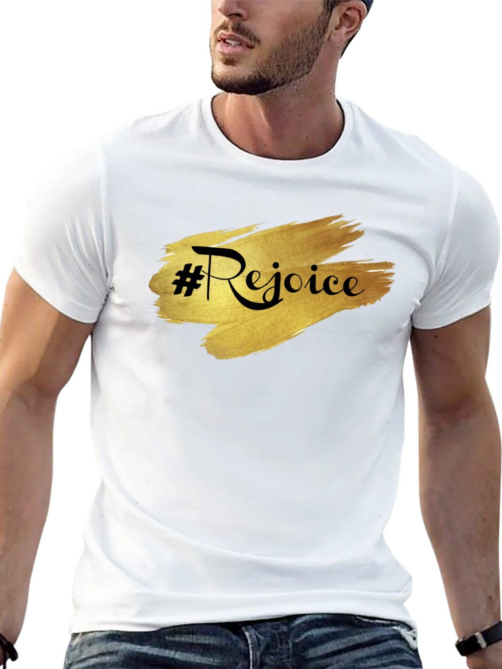 Rejoice Black Tee - Stylish & Comfortable