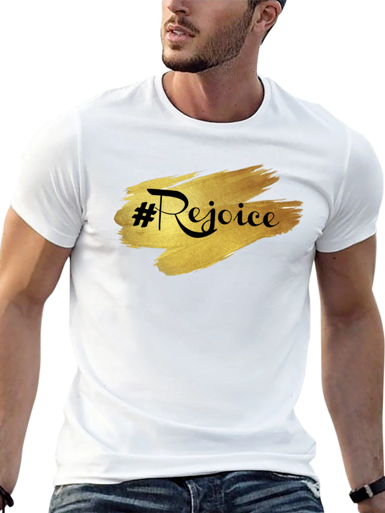 Rejoice Black Tee - Stylish & Comfortable