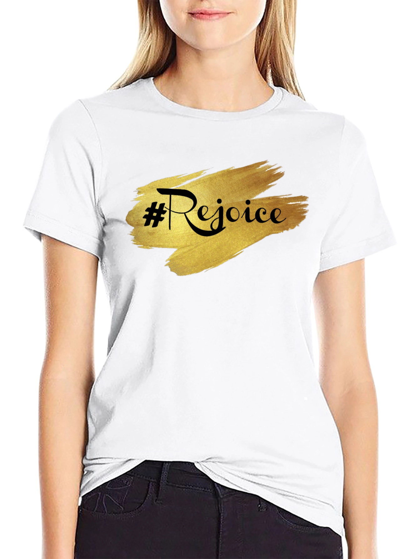 Rejoice Black Tee - Stylish & Comfortable