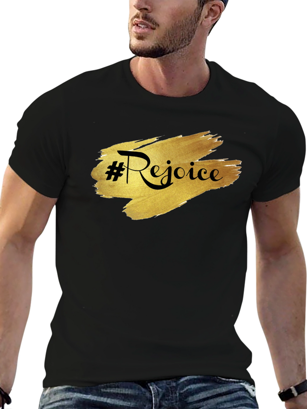 Rejoice Black Tee - Stylish & Comfortable