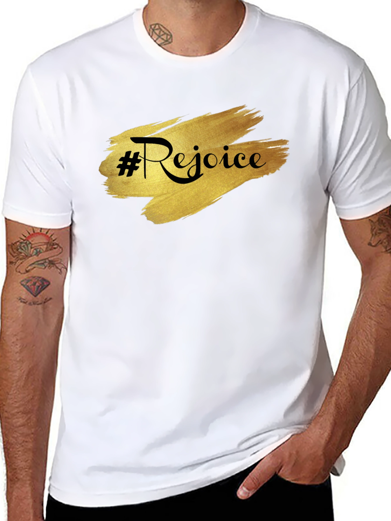 Rejoice Black Tee - Stylish & Comfortable