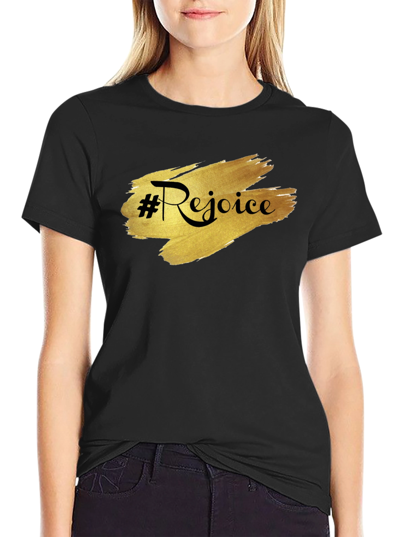 Rejoice Black Tee - Stylish & Comfortable