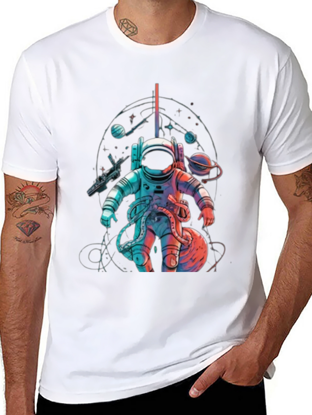 Astronaut Space Graphic Black T-Shirt