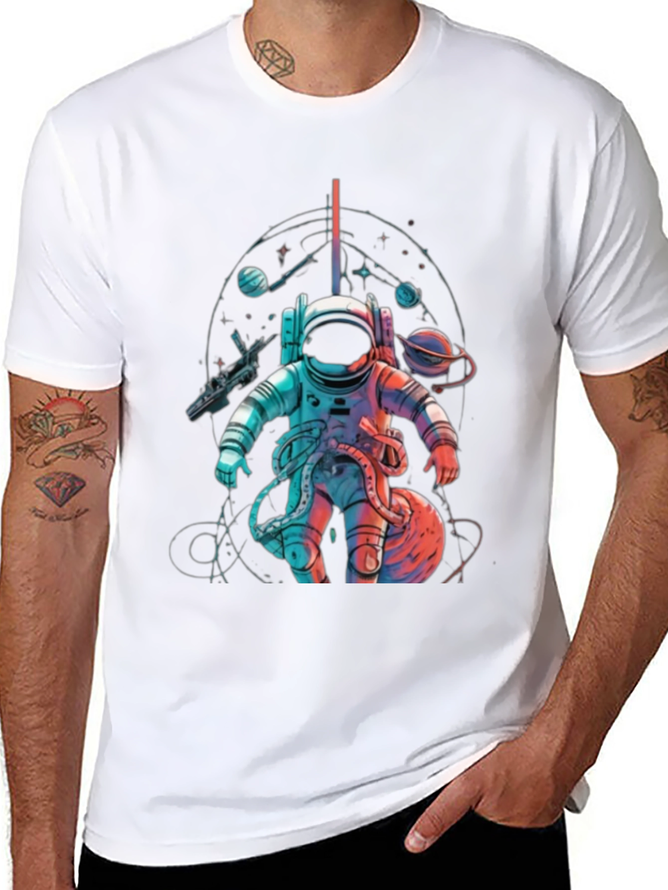 Astronaut Space Graphic Black T-Shirt