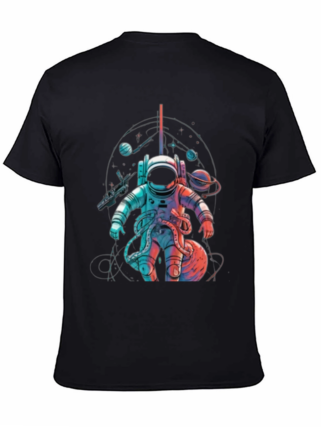 Astronaut Space Graphic Black T-Shirt