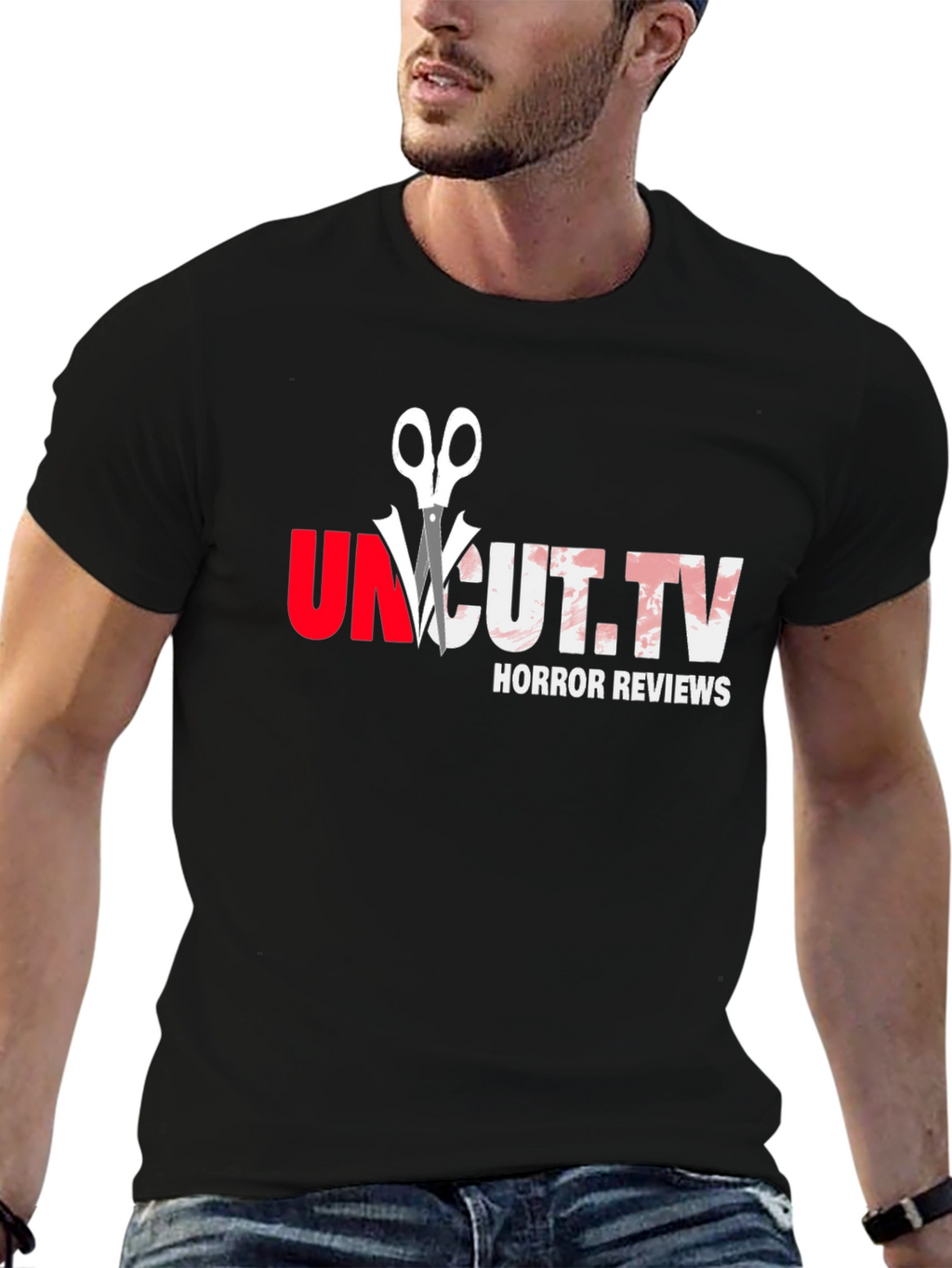 Uncut.TV Horror Reviews Black Graphic T-Shirt